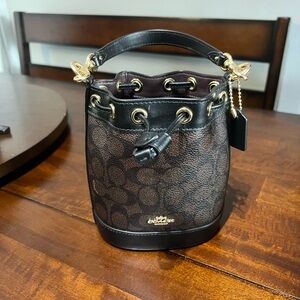 Coach Mini Bucket Bag in Signature 🤎🖤